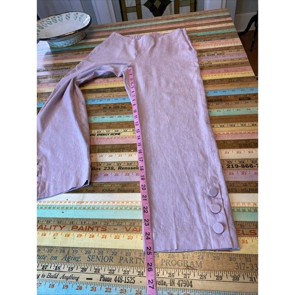 J.Jill XS Light Pink LINEN Blend Stretch Button Detail Slim Pants Boho Career - Picture 10 of 13
